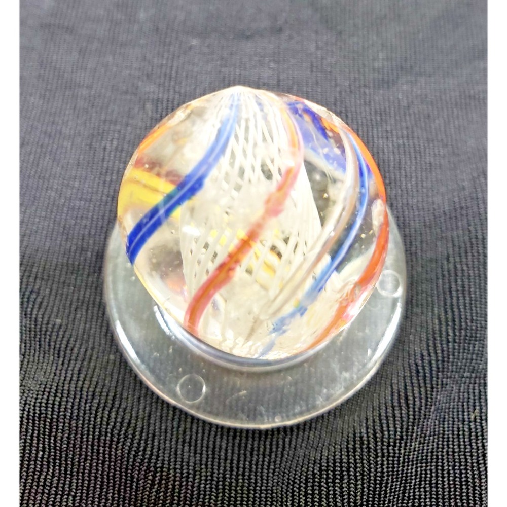 1880s Vintage Original Handmade Latticinio Swirls 1" Glass Marble Germany #121